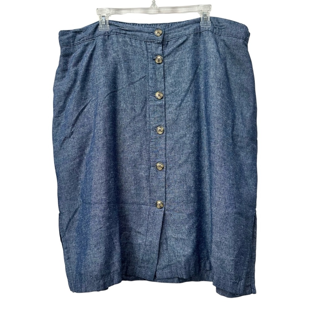 Dash Blue Linen blend Skirt Button Front size 1X